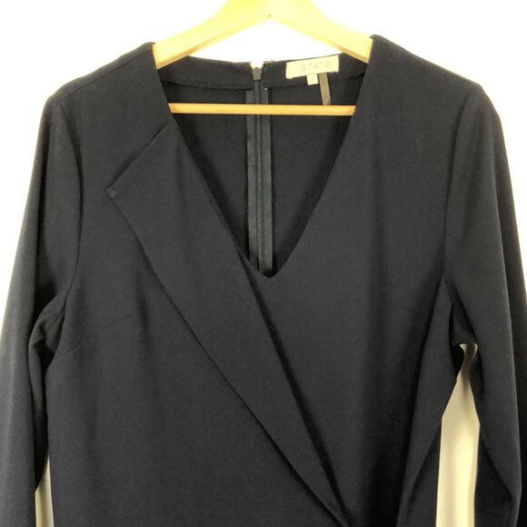 1. State long sleeve blue V neck hidden zip closure wrap tie romper Womens Large - Picture 5 of 11